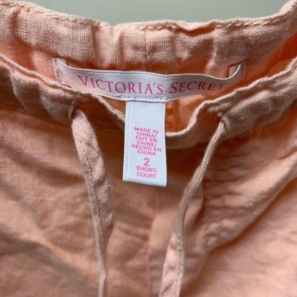 Victoria’s Secret Peach Linen Drawstring Pants Sz 2P - Picture 7 of 9